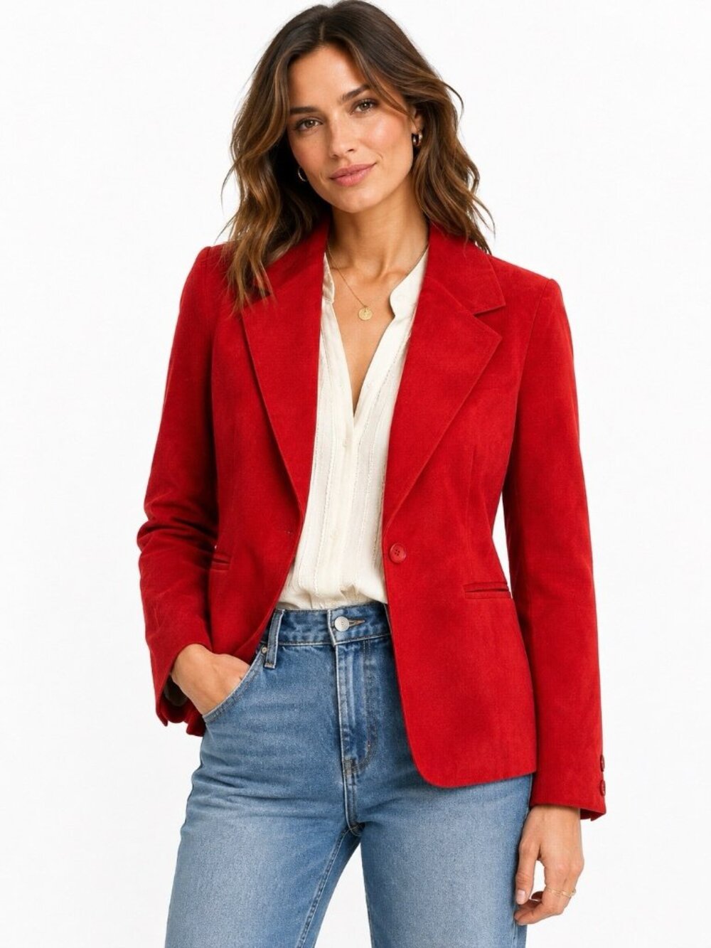 vintage 70s LILLI ANN ADOLPH SCHUMAN ULTRASUEDE jacket blazer red small chic